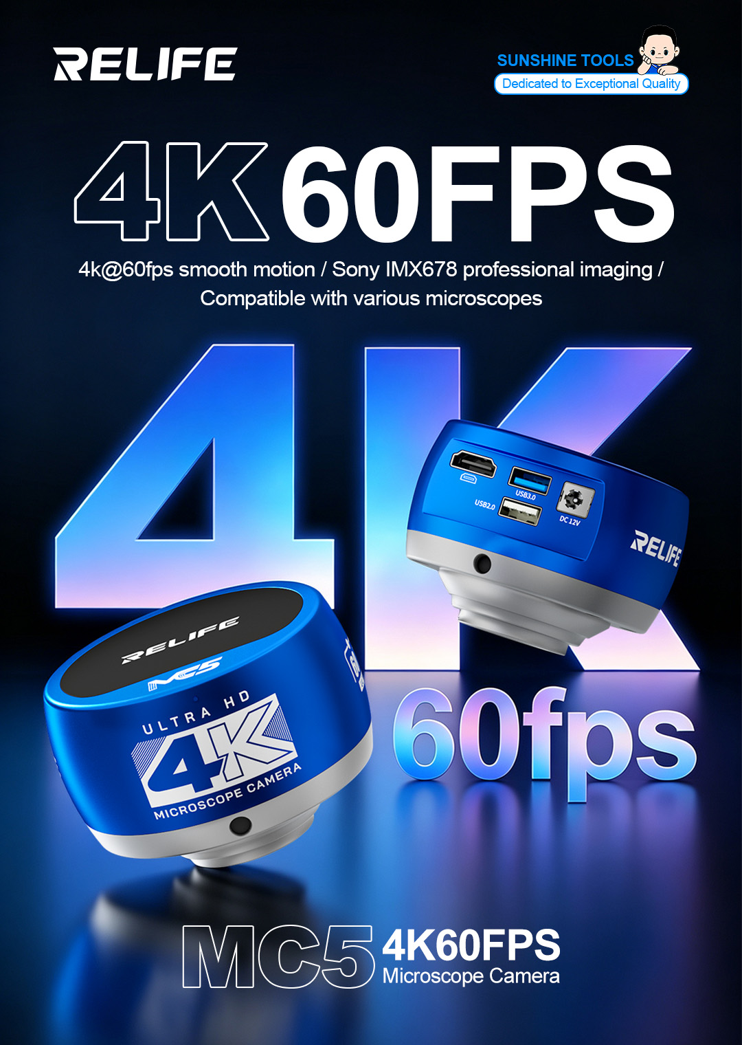 RELIFE MC5 4K 60FPS Fotocamera - 4K Microscope Camera Sony Sensor recensione e prezzo